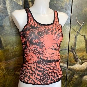 Vintage Jean Paul Gaultier sheer top blouse xs/s black orange